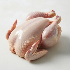 Raw Whole Chicken on White Background