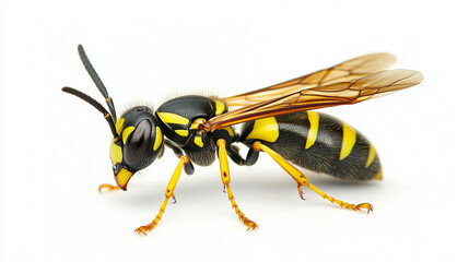 wasp in black and yellow isolated on a white background