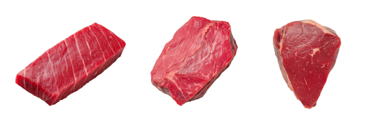 Fresh beef cuts assortment, premium quality, various sizes, ideal for grilling, roasting, and stewing  transparent background
