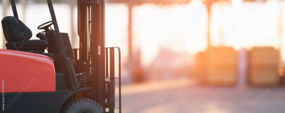 Poster forklift with rugged exterior is positioned in warehouse, showcasing its robust design and functiona