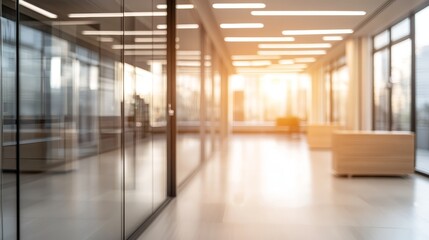 Fototapeta premium Contemporary workspace bathed in natural light from large windows features minimalistic furniture and a serene atmosphere, perfect for productivity and creativity