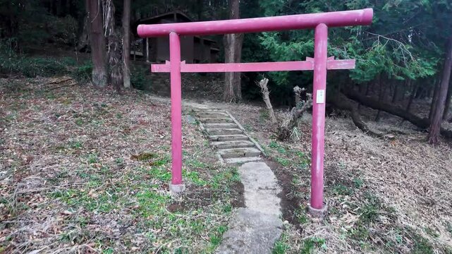 Passing through the torii gate, we arrive at the main hall of the old, small shrine.