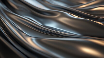 Fototapeta premium Close-up of a sleek metallic sculpture reveals smooth, reflective curves emphasizing contemporary geometric design in an urban environment
