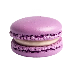 Vitrage gordijnen Single purple macaron showcasing vibrant color © MSTALEA