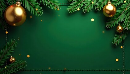 Elegant Christmas background with green and golden decorations, ideal for holiday designs, luxury festive backdrop,  backdrop,  dark