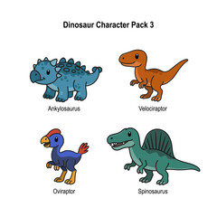 Dinosaur Pack 3 Ankylosaurus Velociraptor Oviraptor Spinosaurus