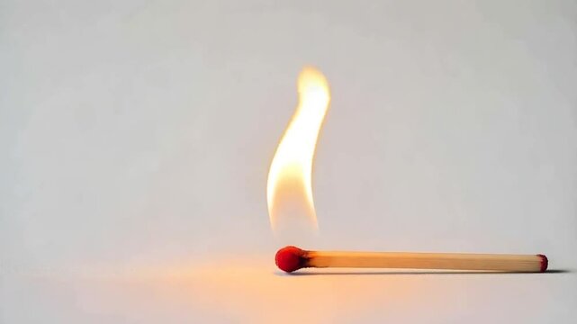 A brightly lit match on a plain background, fire starter