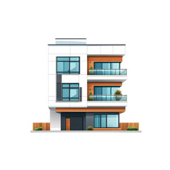 Fototapeta premium This vector illustration features a modern house with sleek lines, large windows, and green elements, perfect for architectural design projects.