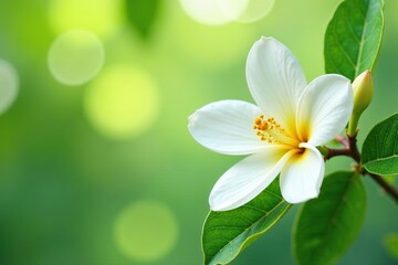 Citrus flower blooming with vibrant green leaves, citrus,  botanical