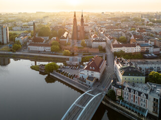 miasto Opole i Stare Miasto w Opolu z katedrą w widoku z powietrza © Henryk Niestrój