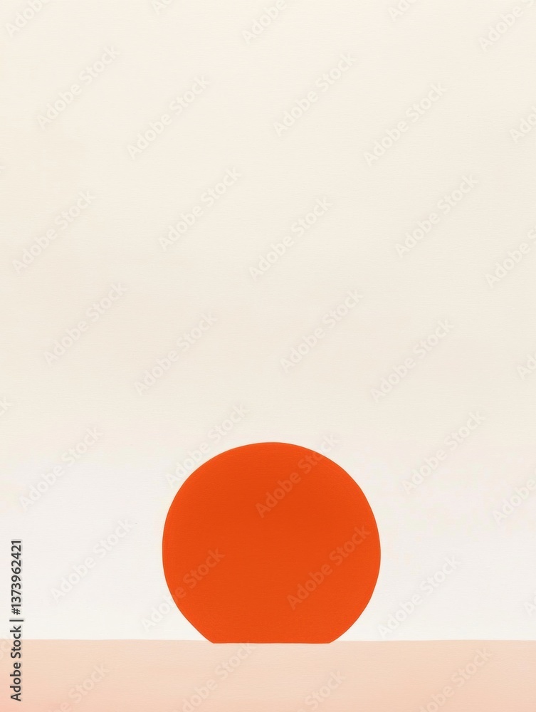 Poster abstract minimalistic illustration with a white background and a peach-colored bottom. in the center