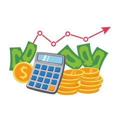 Illustration of financial growth, control of finances, money.
