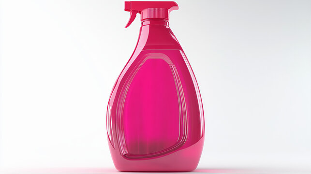 Color plastic dispensing spray bottle with liquid isolated. Ergonomic deterjan spray bottle, typically used for cleaning solutions, gardening, or hair styling. 