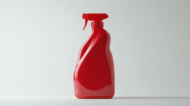 Color plastic dispensing spray bottle with liquid isolated. Ergonomic deterjan spray bottle, typically used for cleaning solutions, gardening, or hair styling. 