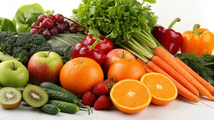 A colorful collection of fresh fruits and vegetables, bursting with natural flavors, nutrients, and freshness