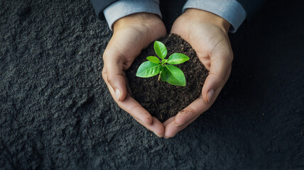 Business launching with planting concept. Teamwork support, environmental stewardship, care, and sustainability. Sunlit group of people planting a seedling, collaboration, world soil day celebration 