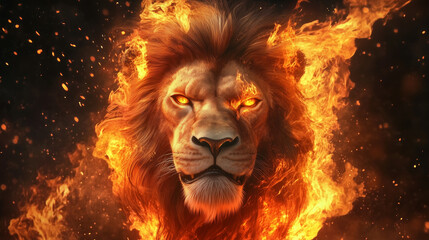 Naklejka premium Burning Beast with Fiery Aura and Power