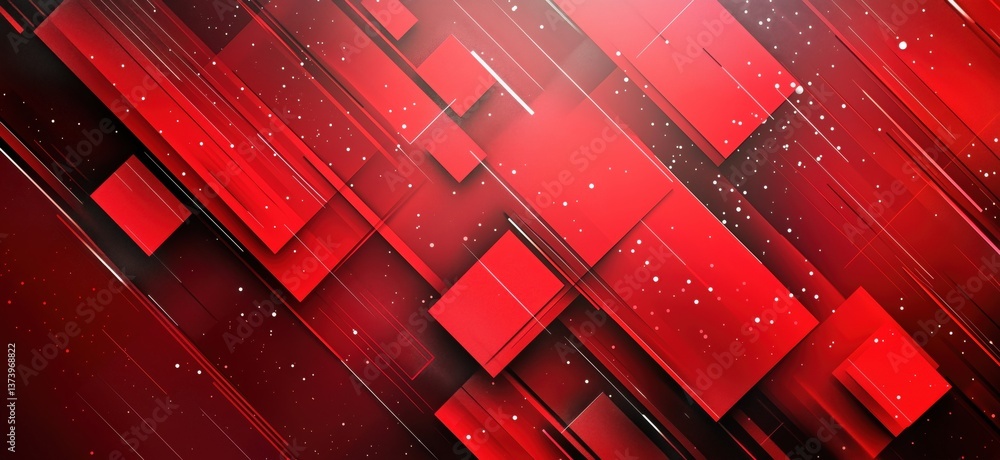 Poster abstract red geometric background with dynamic shapes and lines for modern design