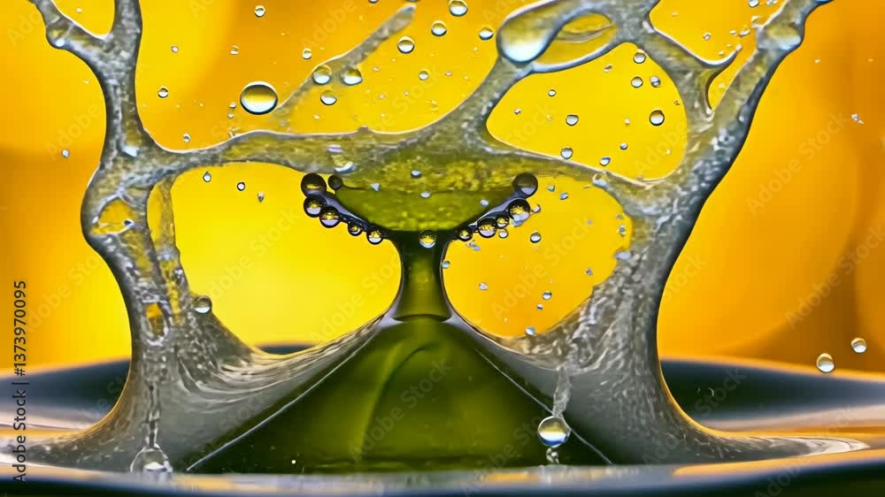Aufkleber splash of water creates intricate patterns during a liquid collision in a vibrant setting