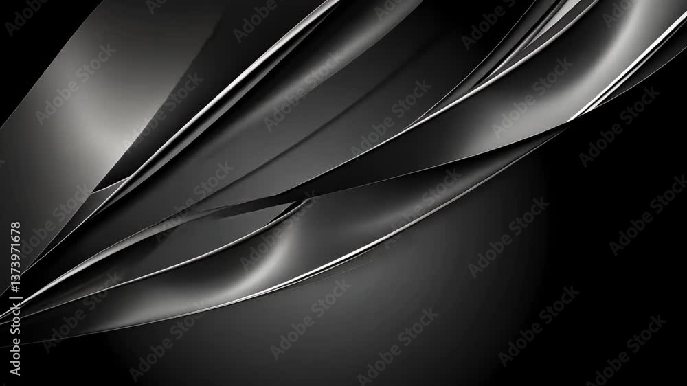 Poster abstract dark background with smooth flowing curves and elegant lines, creating a sense of depth and
