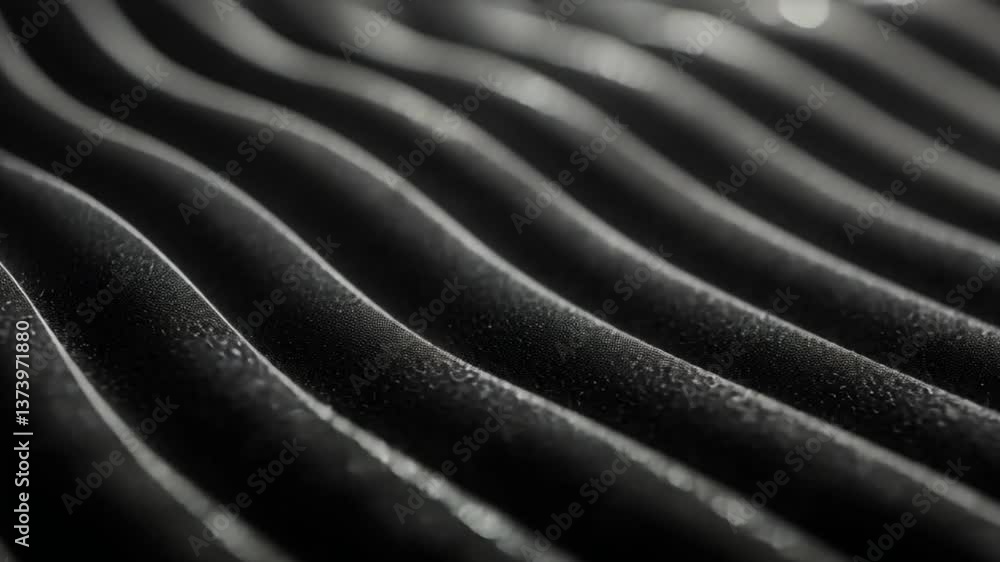 Aufkleber close-up view of black fabric with water droplets and shimmering texture in soft natural light enhan