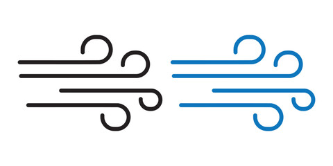 Set wind blow line icon. Blowing wind outline icons. Windy weather symbol, logo - vector. EPS 10.