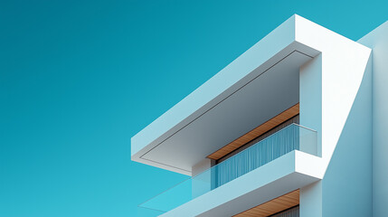 Modern architectural design showcased in a minimalistic balcony against a clear sky wallpaper, background, generated by AI