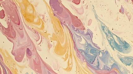A marbled stationery paper with swirling pastel ink stains