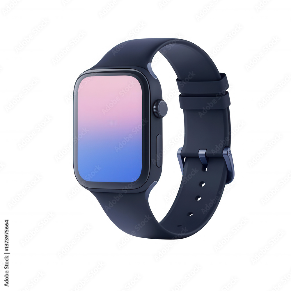 Poster stylish smartwatch with a sleek design, featuring a vibrant, gradient display. perfect for fitness t