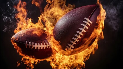 Fiery footballs creating dramatic scene with intense flames and smoke image