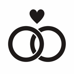 3D wedding rings with heart vector illustration