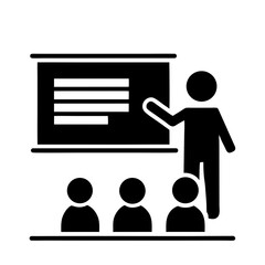 Business people icons set in vector style showing silhouettes of men and women in office, work, and student settings