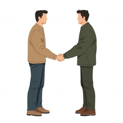 Fototapeta premium Two men shaking hands, symbolizing partnership and agreement, white isolate background.
