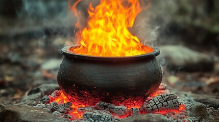 Cooking_Pot_A_wooden_cauldron_over_a_fire_representing. --ar 16:9 --stylize 750 --v 6.1 Job ID: f01b940e-904e-4c14-aef5-fbe838fb7c29