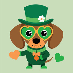 A cute-and-happy-dachshund-puppy-in-a-leprechaun.