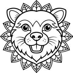 Beaver face exotic mandala colorful traditional 