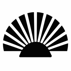 Black and white Japanese fan vector illustration