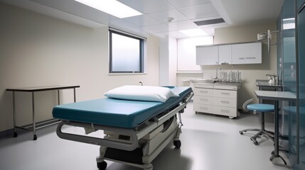 Clean and modern hospital room with equipment.