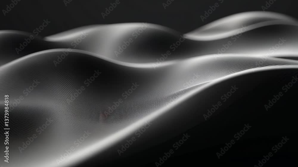Poster abstract monochrome waves with smooth curves and flowing lines creating a serene and elegant design 