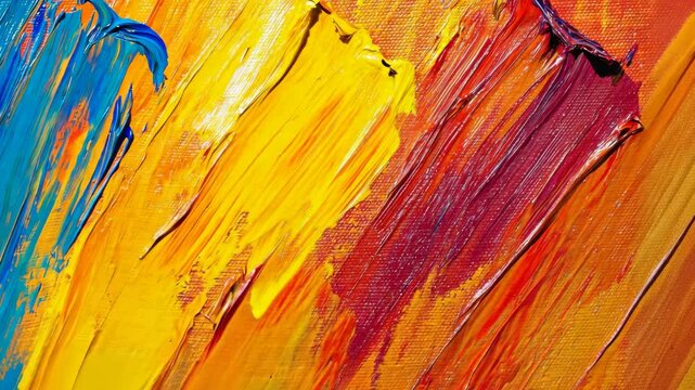 Vibrant abstract art using bold colors and textured brush strokes on canvas enhances the visual experience of creativity