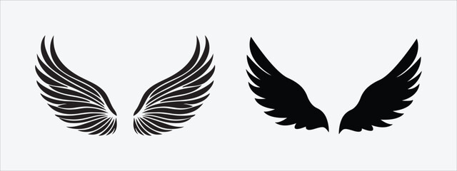 Black and white wheat with flying bird symbols in vector style