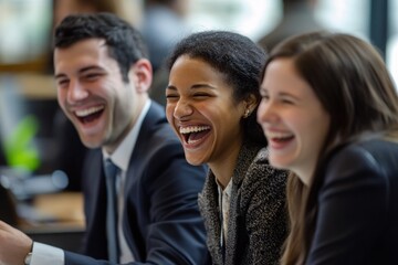 Authentic Joy: A Moment of Shared Laughter Among Diverse Professionals