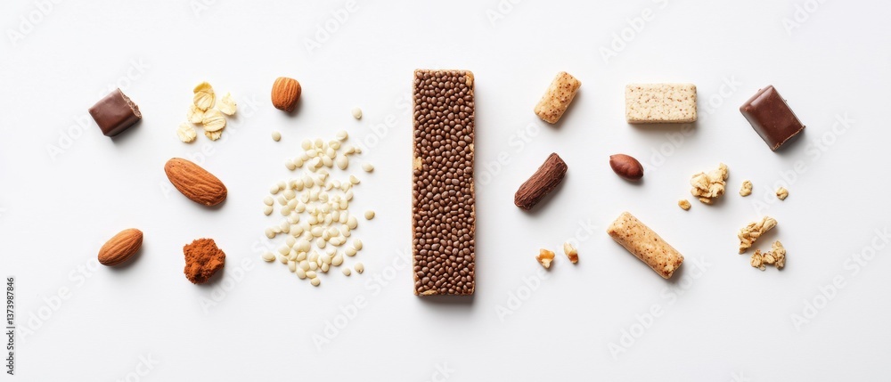 Fototapete flat lay of various nuts and seeds arranged in the shape of the letter 
