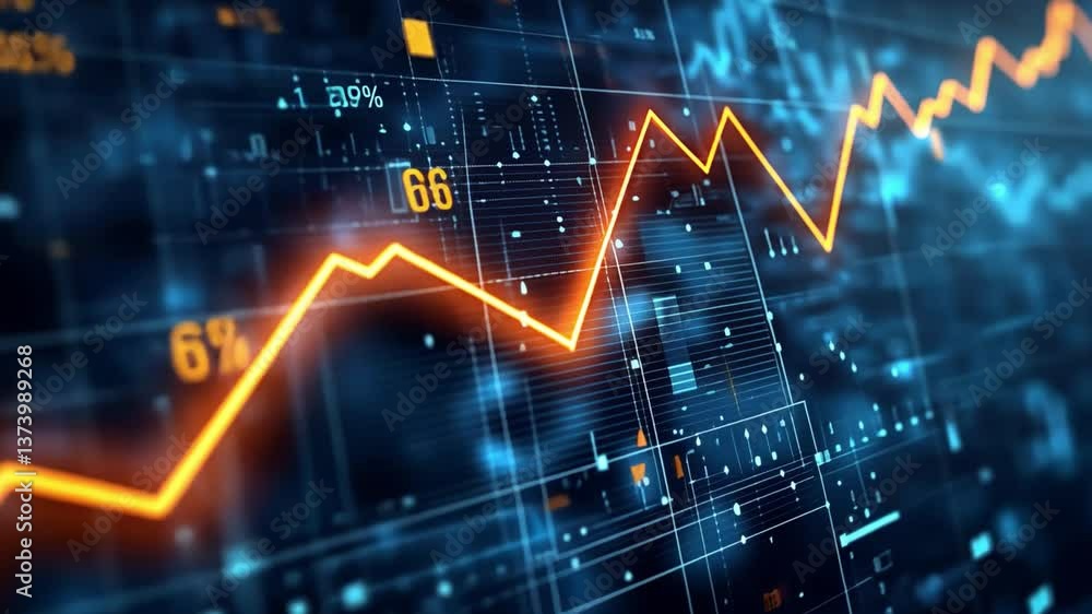 Poster dynamic financial data visualization with graphs and charts depicting market trends and performance 