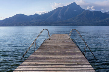 view of pier on the lake of Garda