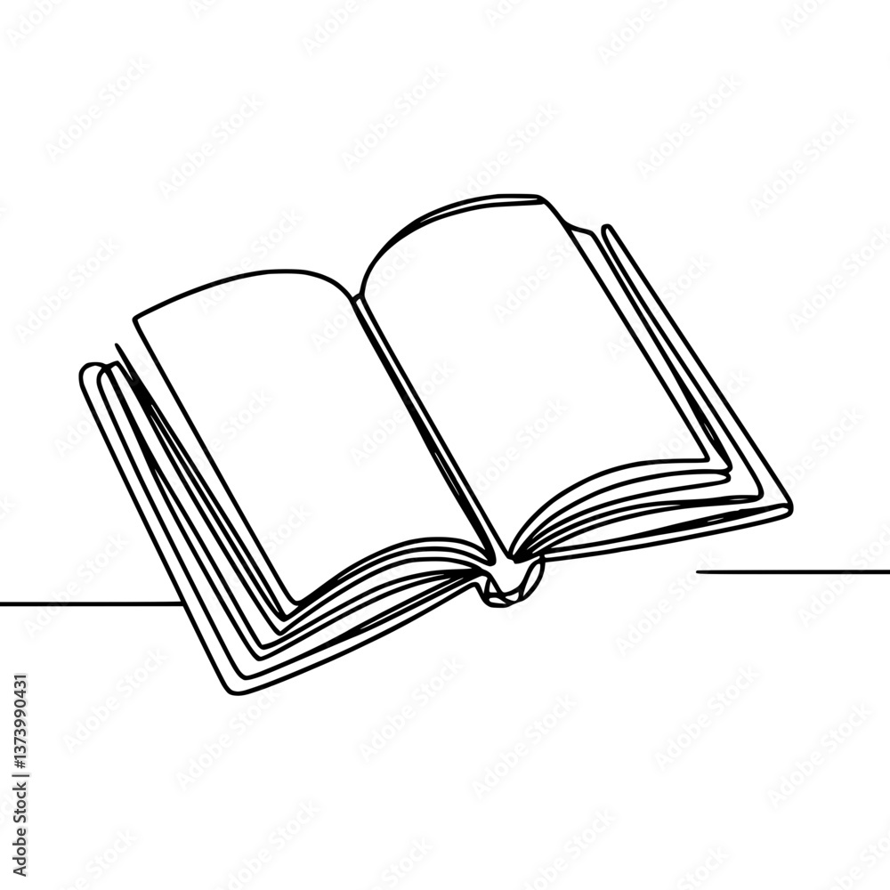 Poster line drawing of an open book on a transparent background