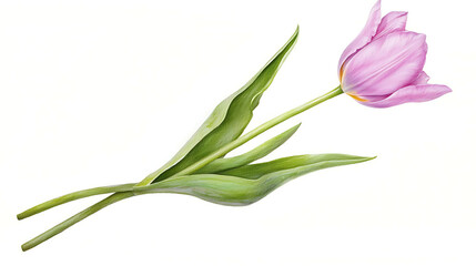 Fototapeta premium A single pink flower with a green stem