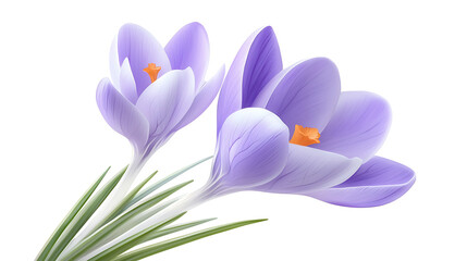 Fototapeta premium Two purple flowers with orange centers