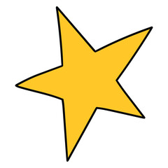 Obraz premium Hand drawn cartoon yellow star on white background.