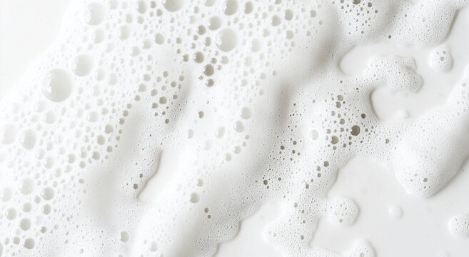 Textura de espuma de limpeza branca isolada em fundo branco com espuma suave, ideal para comerciais de mousse cosm&eacute;tica, sabonete e xampu em alta resolu&ccedil;&atilde;o
